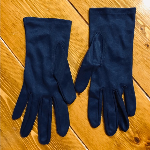 Navy Blue Nylon Dress Gloves - Picture 3 of 3